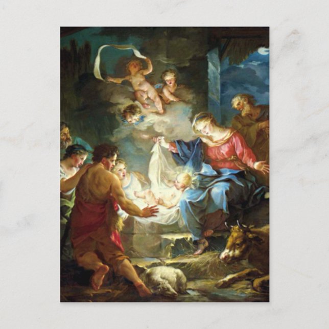 Postal Festiva Escena de la Natividad para Navidades - Pierre (Anverso)