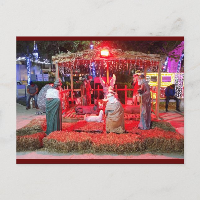 Postal Festiva Escena de natividad en Tulum (comprobación telefón (Anverso)