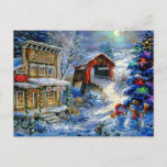 Postal Festiva Escena de navidades Winter Snowman<br><div class="desc">Navidades Invierno Escena De Snowman.</div>