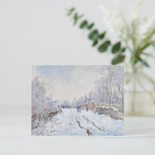 Postal Festiva Escena de nieve de Monet en Argenteuil
