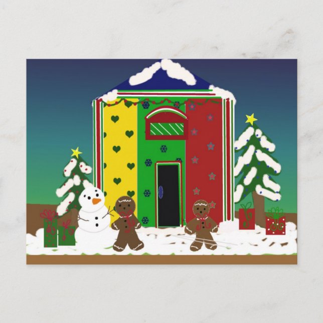 Postal Festiva Escena de Nieve de navidades (Anverso)