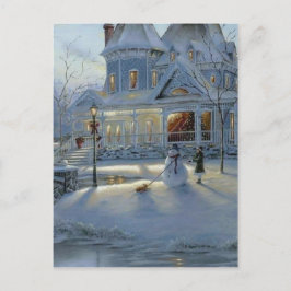 Postal Festiva Escena de nieve de Navidades de invierno