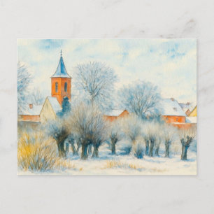 Postal Festiva Escena de pueblo invernal aquarell havelland