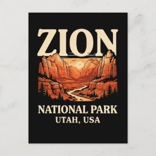 Postal Festiva Escena del Monte Zion National Park al atardecer