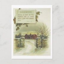 Escena invernal victoriana de diciembre y verso de