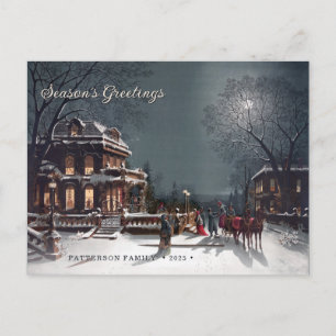 Postal Festiva Escena personalizada de Nochebuena victoriana eleg