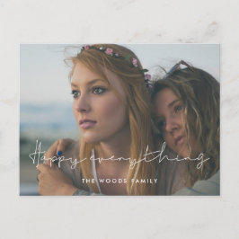 Postal Festiva Escrito a mano Feliz de todo.