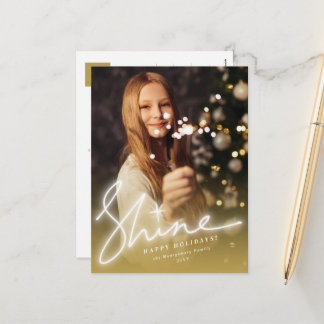 Postal Festiva Escritura a mano brillante Guión Ombre de oro