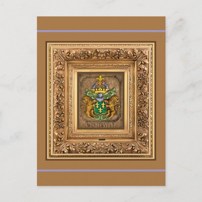 Postal Festiva Escudo de armas de la familia Van Westervelt (Anverso)