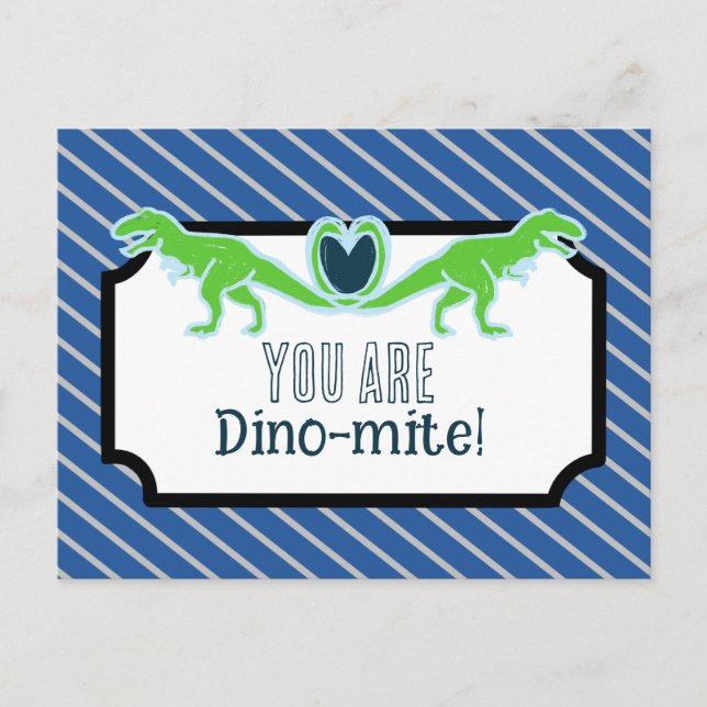 Postal Festiva Escuela de dinosaurios T-Rex Valentines (Anverso)