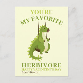 Postal Festiva Escuela infantil de dinosaurios verdes chica de Sa