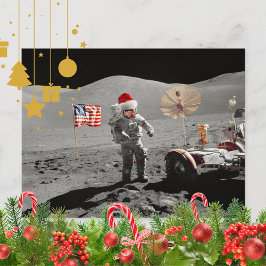 Postal Festiva Ese es un pequeño paso para Santa Apolo 17 