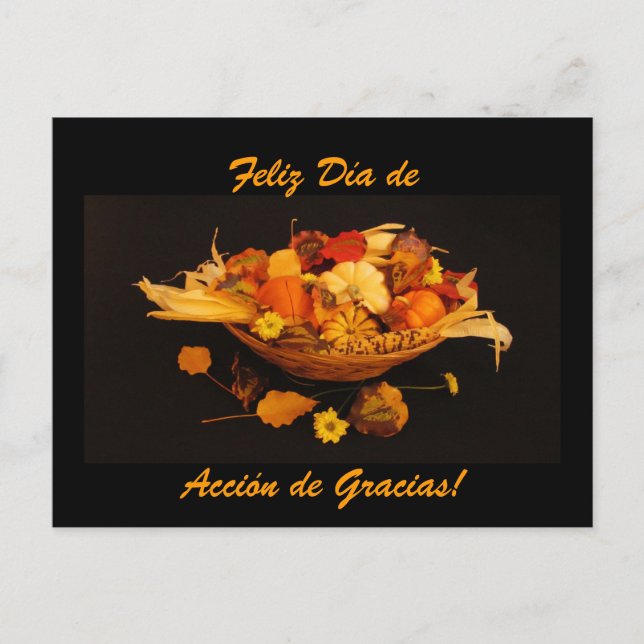 Postal Festiva Español: Dia de Accion de Gracias (Anverso)