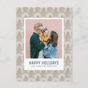 Postal Festiva Espectacular Gris Gold Pine Tree Pattern Photo