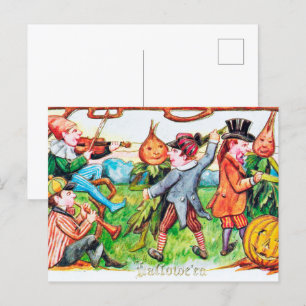 Postal Festiva espeluznante fiesta vintage de Halloween