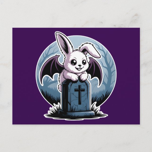 Postal Festiva Espeluznante Gótico Pastel Vampiro Bunny Halloween (Anverso)