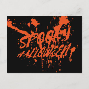 Postal Festiva Espeluznante Halloween Splash Retro Naranja Rojo H