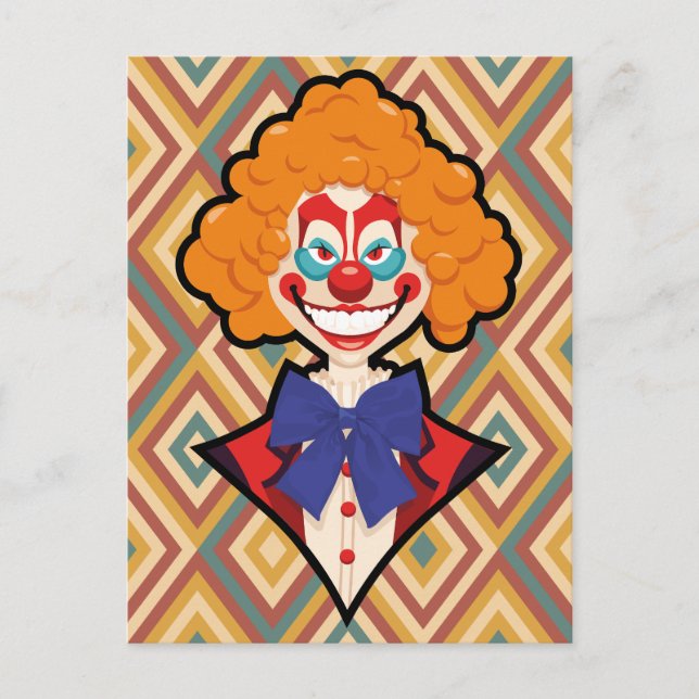 Postal Festiva Espeluznante payaso retro trepidante Halloween col (Anverso)