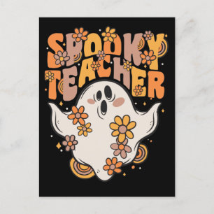 Postal Festiva Espeluznante Profesor Groovy Fantasma Con Flores V