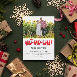 Postal Festiva Esperamos Navidades de fotografía de Recién nacido