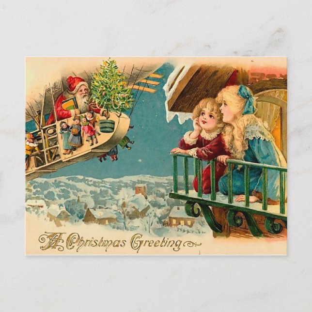 Postal Festiva Esperando a Santa - Viejos Navidades victorianos (Anverso)