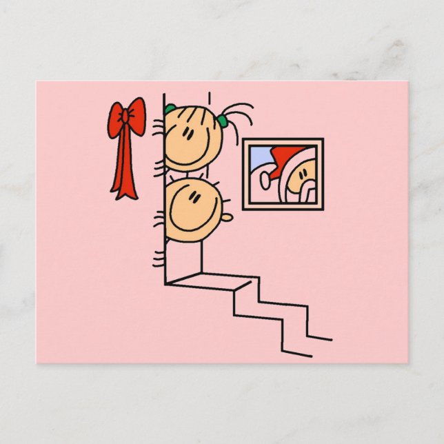 Postal Festiva Esperando camisetas y regalos de Santa Claus (Anverso)