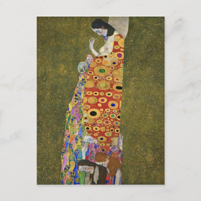 Postal Festiva Esperanza II de Gustav Klimt (1907-1908) (Anverso)
