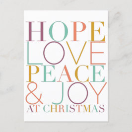 Postal Festiva Espero amar la paz y la alegría de los Navidades