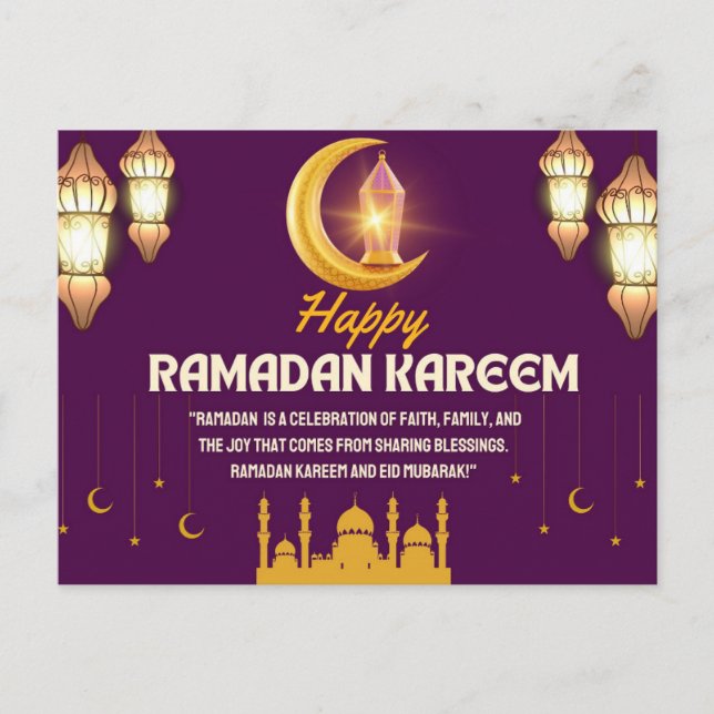 Postal Festiva Esplendor espiritual: Iluminar Ramadán Kareem (Anverso)