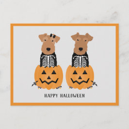 Postal Festiva Esqueleto de Halloween de Welsh Terrier