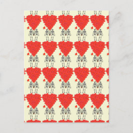 Postal Festiva Esqueletos divertidos y Valentines de amor
