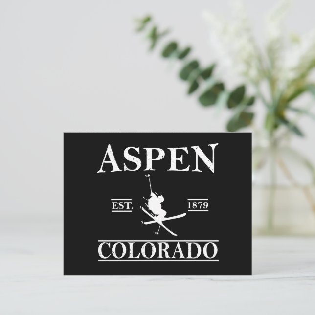 Postal Festiva Esquí de Aspen Colorado (Anverso de pie)