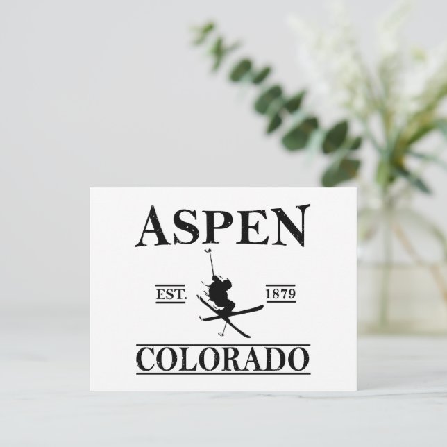 Postal Festiva Esquí de Aspen Colorado (Anverso de pie)