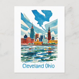 Postal Festiva Esquina acuática de Cleveland Ohio