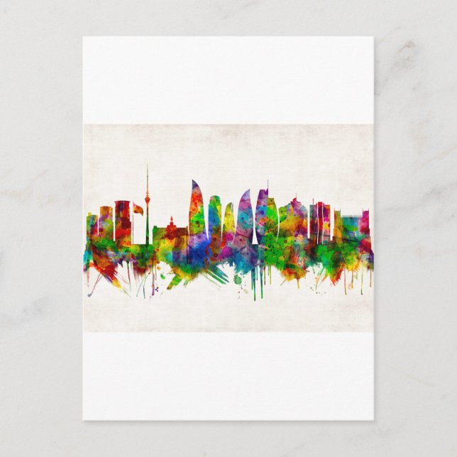 Postal Festiva Esquina de Azerbaiyán de Bakú (Anverso)