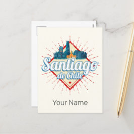 Postal Festiva Esquina retro de feriado de Santiago de Chile