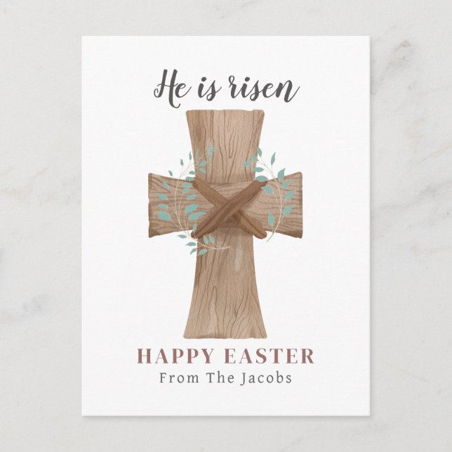 Postal Festiva Está levantado | Elegante Pascua floral cristiana (Anverso)