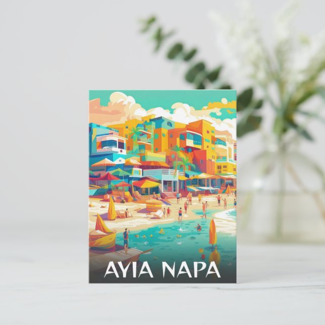 Postal Festiva Estación turística de Ayia Napa (Anverso de pie)