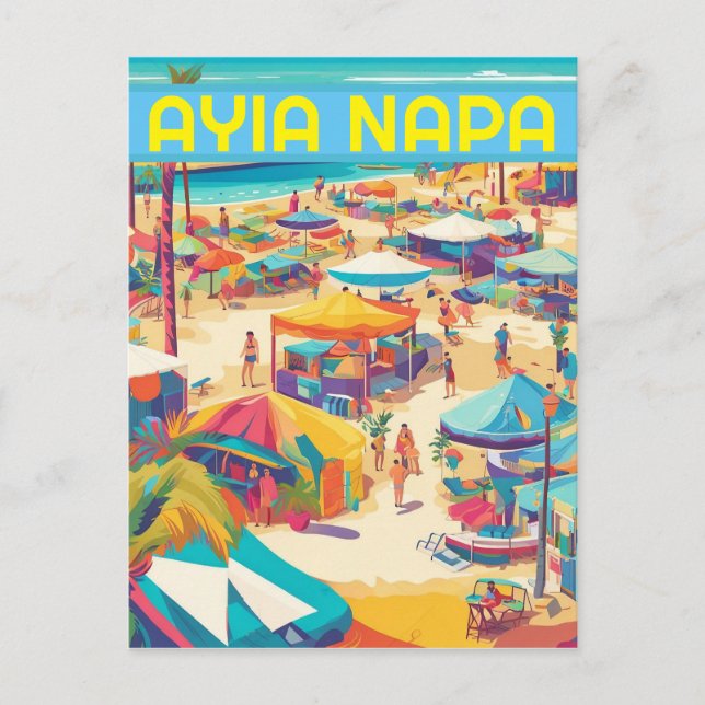 Postal Festiva Estación turística de Ayia Napa Chipre (Anverso)
