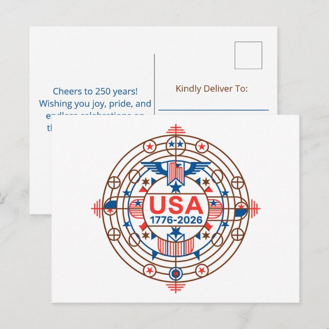 Postal Festiva Estados Unidos 250 (Anverso / Reverso)