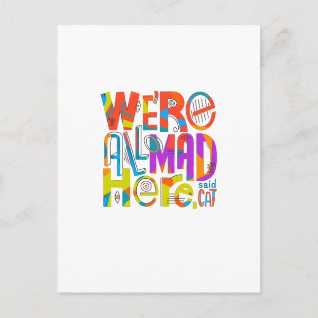 Postal Festiva Estamos todos locos aquí (Anverso)