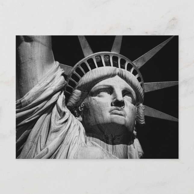 Postal Festiva Estatua blanca negra de la libertad en Nueva York (Anverso)