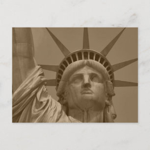 Postal Festiva Estatua de la Libertad de Sepia de Nueva York