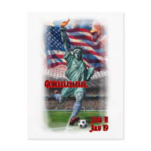 Estatua de la Libertad jugando fútbol en un
