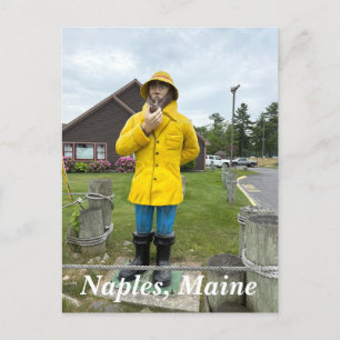 Postal Festiva Estatua de pescadores en Nápoles, Maine