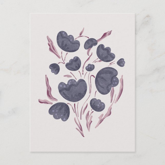 Postal Festiva Estética de la flor morada oscura (Anverso)