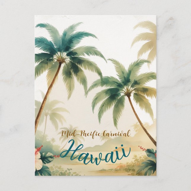 Postal Festiva Estilo de época Hawai Viajes Honolulu (Anverso)