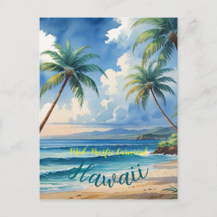 Postal Festiva Estilo de época Hawai Viajes Honolulu Mar Azul