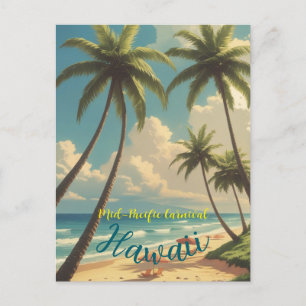 Postal Festiva Estilo de época Hawai Viajes Honolulu Mar Azul