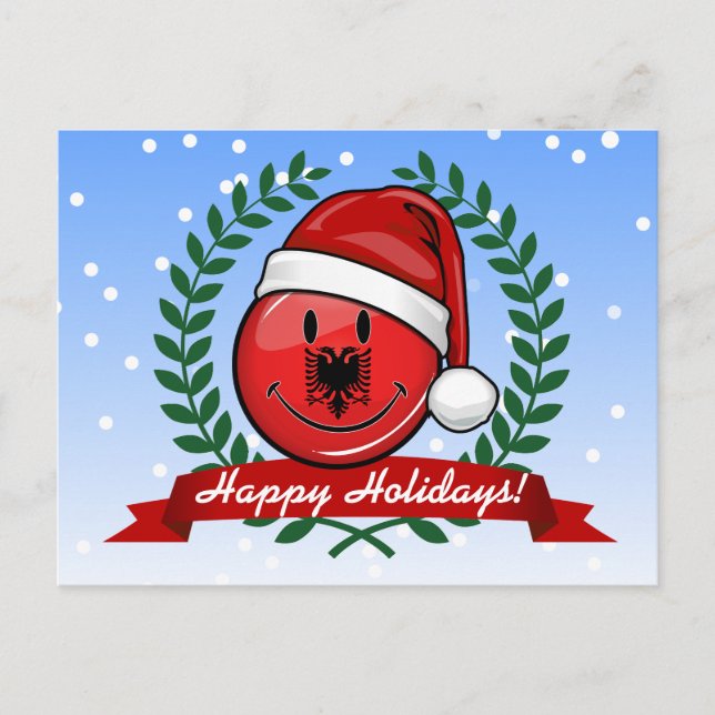 Postal Festiva Estilo de los Navidades de la bandera albanesa (Anverso)